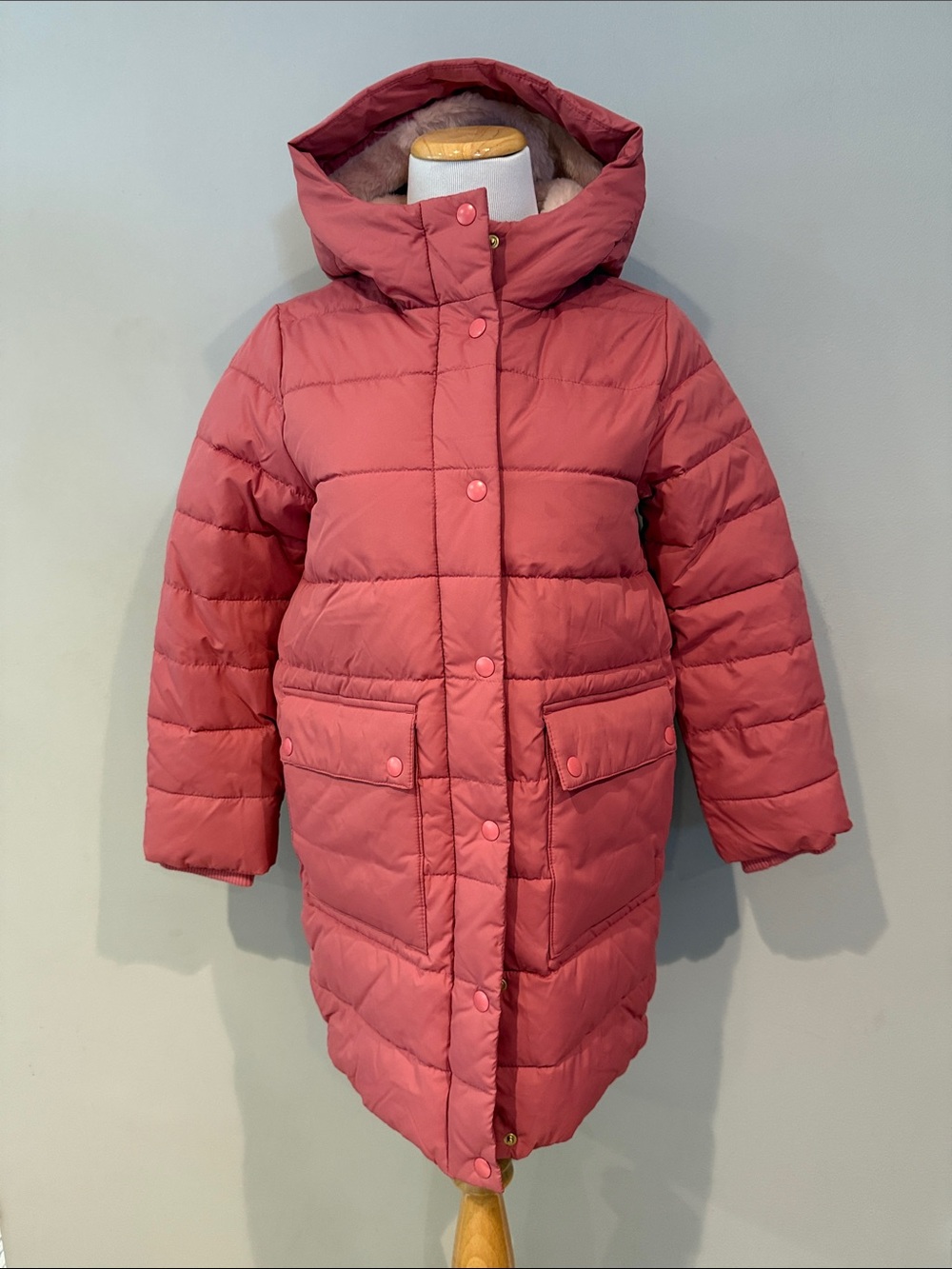 Jcrew Crewcuts -Girls' Long Hooded Puffer Coat in Dusty Rose- L
